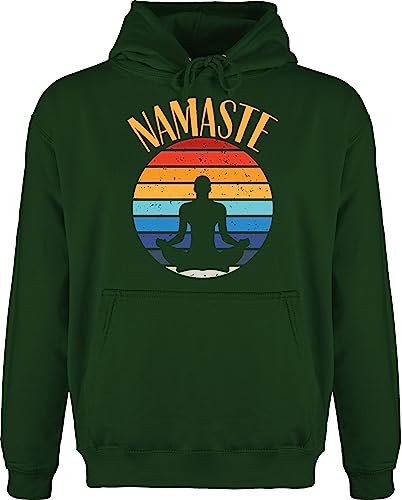 Hoodie Herren Pullover Männer - Yoga und Wellness Geschenk - Namaste bunt - XL - Dunkelgrün - hoodies/pullis meditation hudis geschenke kapuzenpullover joga hoody fans spirituelle namastee pulli von Shirtracer