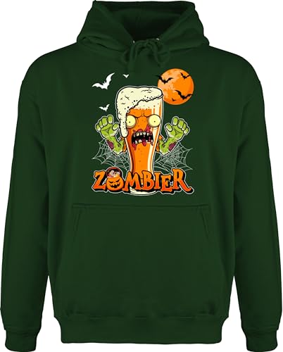 Hoodie Herren Pullover Männer - Zombier Bier Zombie Halloween Lustige Geschenke Hopfen - 3XL - Dunkelgrün - haloween outfits pulli halowen kapuzenpulli helloween hellowee halooween hallooween von Shirtracer