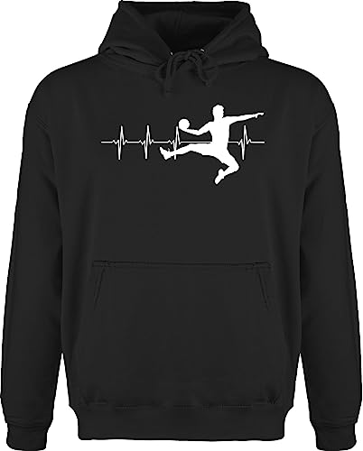 Hoodie Pullover Männer - EM 2026 Trikot Ersatz - Handball Herzschlag für Herren - 4XL - Schwarz - handball+pullover langer arm handballer pulli geschenk hanball hoddis halbball hoody handball. von Shirtracer