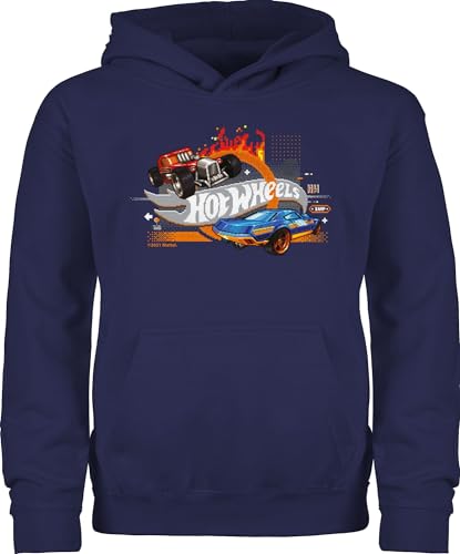 Kinder Hoodie Jungen Mädchen - Hot Wheels - 8-Bit Logo - 116 (5/6 Jahre) - Navy Blau - pullis hoddys teenager pulli reitpullover pullover kapuzenpullover kids junge kinderpulover kind hat hoodys von Shirtracer