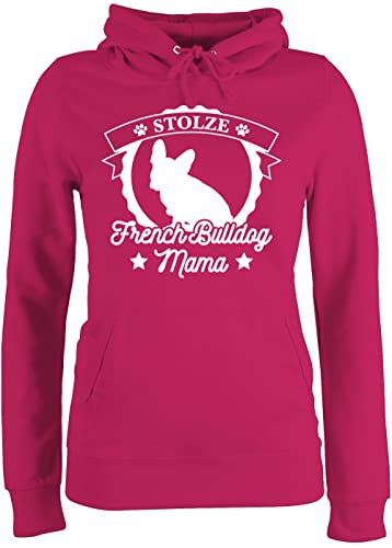 Pullover Damen Hoodie Frauen - Geschenk für Hundebesitzer - Stolze French Bulldog Mama - L - Fuchsia - sprüche Hund Pulli Spruch Hunde Hoody mit hundemotiv sprüchen Aufschrift Liebhaber tiermotiv von Shirtracer