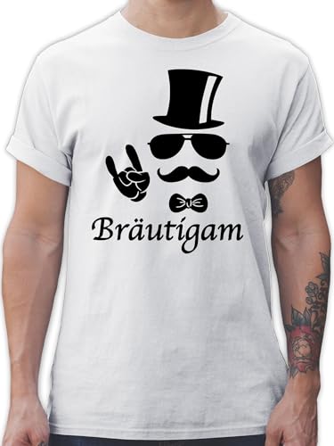 T-Shirt Herren - JGA Junggesellenabschied Männer - Bräutigam Hipster - L - Weiß - Shirt Mann Tshirt junggesellen Outfit poltern poltershirt Polterabend poltershirts jungesellen braeutigam von Shirtracer