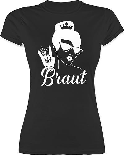 Shirt Damen - JGA Junggesellenabschied Frauen - Braut mit Ring weiß - L - Schwarz - t Shirts Tshirt Polterabend junggesellinenabschied Frau t-Shirt junggesellinnenabschied jugengesellenabschied von Shirtracer