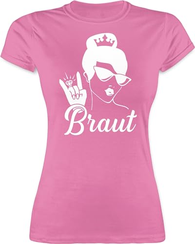 Shirt Damen - JGA Junggesellenabschied Frauen - Braut mit Ring weiß - M - Rosa - Polterabend Tshirt Frau polterer t-Shirt Bachelorette leiberl jungesellenenabschied t Shirts junggesellinnenabschied von Shirtracer