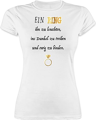 Shirt Damen - Junggesellenabschied Frauen - EIN Ring... JGA - L - Weiß - Bachelorette Tshirt t-Shirts junggesellinnenabschied jungesselnabschied Ring t-Shirt Braut-Shirt von Shirtracer