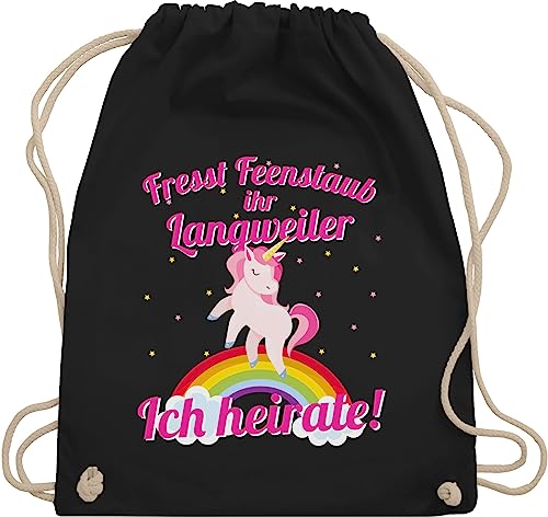 Turnbeutel Rucksack - JGA Junggesellenabschied Frauen - Fresst Feenstaub ihr Langweiler Ich heirate! - Unisize - Schwarz - braut beutel einhorn brauttaschen bachelorette party polterer juterucksack von Shirtracer