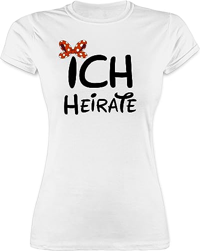 Shirt Damen - JGA Junggesellenabschied Frauen - Ich heirate Schleife schwarz - M - Weiß - Tshirt Frau Team Braut Outfit Polterabend leiberl JGA-Shirt poltern Oberteile polterer t-Shirt Hen Party von Shirtracer