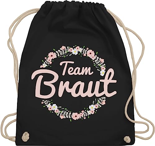 Turnbeutel Rucksack - Team Braut Blumenkranz - Crew - Unisize - Schwarz - turn beutel jga junggesellinnenabschied outfit bachelorette party brautjungfern turnsäcke baumwolle von Shirtracer