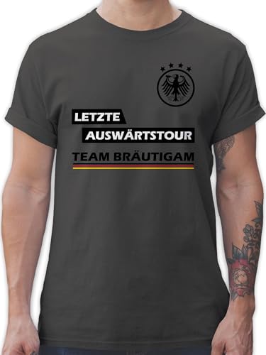 T-Shirt Herren - JGA Junggesellenabschied Männer - Letzte Auswärtstour Team Bräutigam - L - Dunkelgrau - fußball jungesellenabschied Mann t Shirt Junggeselle letztes aussärsspiel Tshirt Maenner von Shirtracer