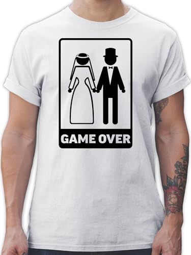 T-Shirt Herren - JGA Junggesellenabschied Männer - Game Over - M - Weiß - Mann t Shirt Tshirt Junggeselle leiberl junggesellen Bachelor Party Shirts Maenner Outfit junggesselabschied für von Shirtracer