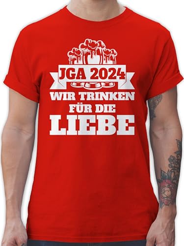 T-Shirt Herren - Junggesellenabschied Männer - JGA 2024 - Wir Trinken für die Liebe - XL - Rot - Party Crew t- Shirt Tshirt Mann Shirts Maenner polter Team t Tshirts jubggesellinnenabschied von Shirtracer