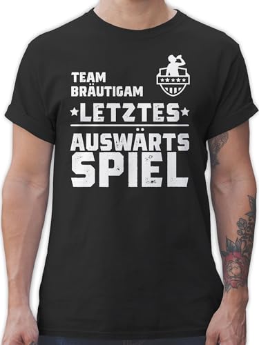 T-Shirt Herren - JGA Junggesellenabschied Männer - Team Bräutigam - Letztes Auswärtsspiel Auswärtstour - XL - Schwarz - Shirt Hochzeit Maenner Tshirt fußball t polter leiberl Outfit polterer von Shirtracer