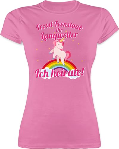 Shirt Damen - JGA Junggesellenabschied Frauen - Fresst Feenstaub Ihr Langweiler Ich heirate! - XXL - Rosa - Tshirt polter t zum Polterabend sprüche poltern t-Shirts für junggesellen von Shirtracer