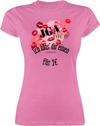 Shirt Damen - Junggesellenabschied Frauen - JGA Tour - Ich blas dir einen Luftballon auf - L - Rosa - sprüche Tshirt junggesellinnenabschied Polterabend t Shirts t-Shirt+Team Braut Bridal Shower von Shirtracer