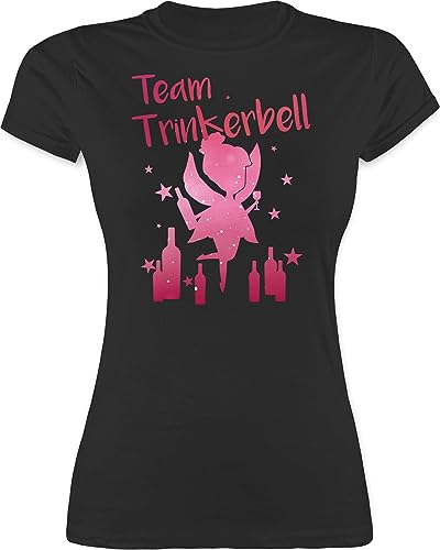 Shirt Damen - JGA Junggesellenabschied Frauen - Team Trinkerbell - XXL - Schwarz - Tshirt tailliertes Bridesmaids Tshirts Mallorca Party Outfit junggessellenabschied t-Shirt Oberteil Fasching t von Shirtracer