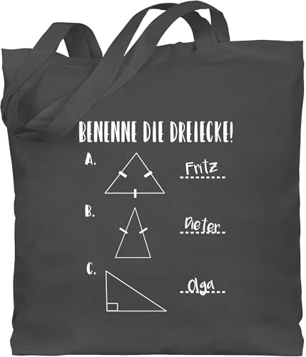 Baumwolltasche - Benenne die Dreiecke Mathe - Unisize - Dunkelgrau - stoffbeutel schule lehrer-tasche lehrer geschenk dreieck beutel stofftasche schüler lehrer+beutel teacher lehrerin beuteltasche von Shirtracer