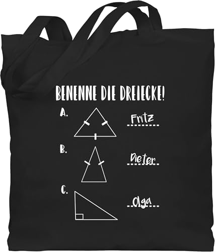 Baumwolltasche - Lehrer - Taschen - Benenne die Dreiecke Mathe - Unisize - Schwarz - stoffbeutel schule lehrer-tasche teacher dreieck beutel mathelehrer geschenk lehrer+beutel referendariat lehrerin von Shirtracer