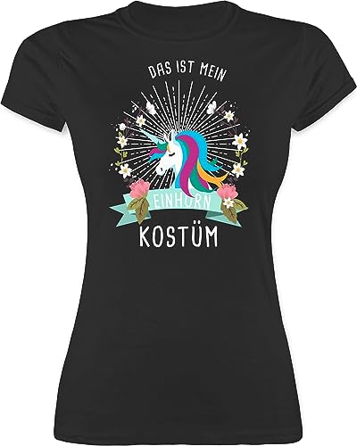 Shirt Damen - & Fasching - Das ist Mein Einhorn Kostüm - Unicorn Karneval Einhorn Geschenk - XL - Schwarz - t kostùm Erwachsene Karnevals karnaval t-Shirt lustiges faschingskost Tshirt von Shirtracer