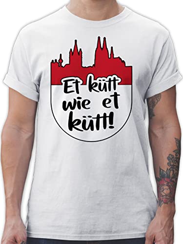 T-Shirt Herren - Karneval & Fasching - Et kütt wie et kütt! rot weiß - Kölsch Grundgesetz Köln Echte Kölner - XL - Weiß - t-Shirts für männer Tshirt karnewal Oberteil Herr t Shirt fasnachts von Shirtracer