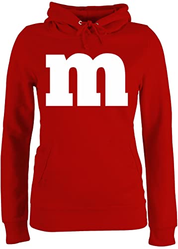 Pullover Damen Hoodie Frauen - Karneval & Fasching - M Aufdruck - XS - Rot - mit Pulli Partner fasnet Buchstaben Hoody &Fasching anfangsbuchstabe Kapuze Karneval. Bedruckt mädchen karnevall von Shirtracer