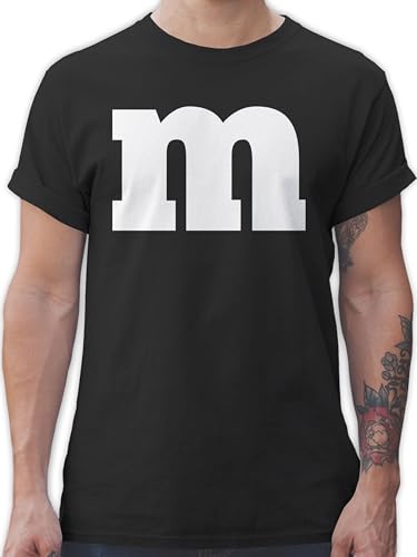 T-Shirt Herren - & Fasching - M Aufdruck Karneval I M&M Schokolinse I MM Fastnacht I Fasnacht I Fasnet - M - Schwarz - Gruppen Tshirts faschingsshirt Faschings m& Shirts Partnershirt von Shirtracer