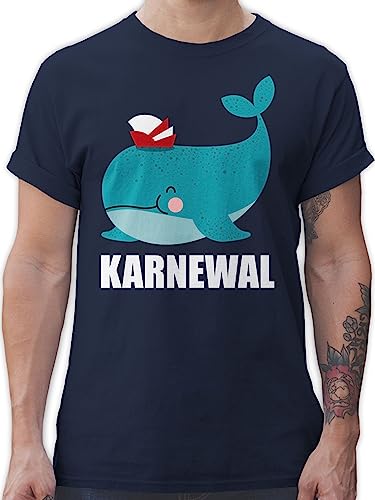 T-Shirt Herren - Karneval & - Karnewal - Wal Lustiges Faschings Lustige Fasching - L - Navy Blau - t Shirts für männer Oberteil Karneval& Fun Shirt Tshirt verkleidung t-schirt Oberteile fasnet von Shirtracer