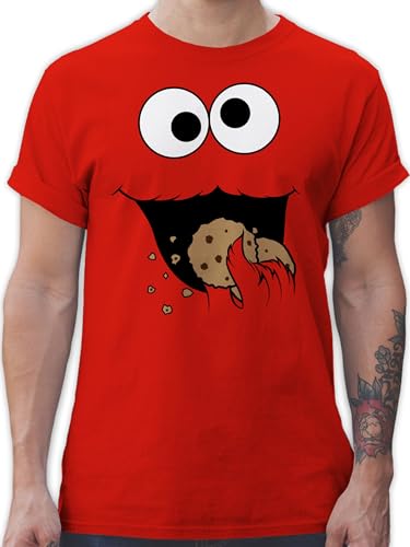 T-Shirt Herren - Karneval & Fasching - Keks Monster I Krümelmonster I Cookie Monster Fastnacht I Fasnacht I Fasnet - XXL - Rot - Partner Look Family faschingsshirt Faschings Auge Shirts von Shirtracer