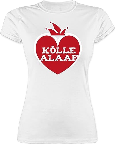 Shirt Damen - & Fasching - Kölle Alaaf Rot Weiß - Kölner Karneval Köln rot Weiss Karneval Koeln - M - Weiß - rot/weiß Funshirts für Frauen Tshirt faschingsshirt Fasching- Karneval+rot+Weiss von Shirtracer