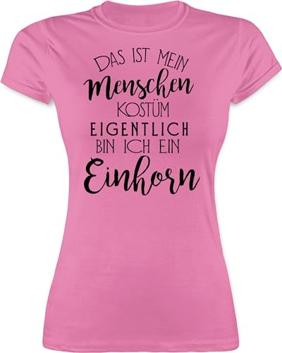 Shirt Damen - Karneval & Fasching - Ich Bin EIN Einhorn - Mein Menschen Kostüm Einhörner Unicorn - S - Rosa - Faschings Tshirt Karnevals t-Shirts Oberteil Faschings-t-Shirt fassenacht Shirts von Shirtracer