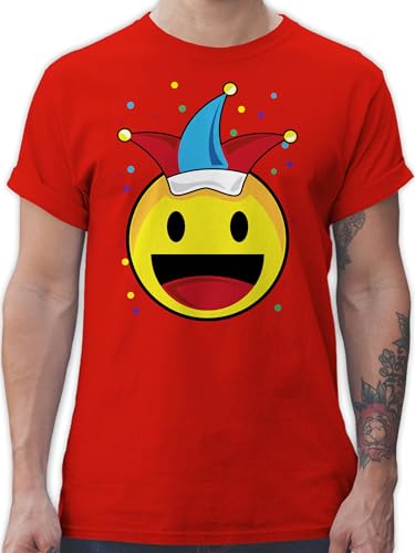 T-Shirt Herren - & - Karneval Emoticon Konfetti I Karneval Smile I Happy Face Fasching - XL - Rot - Oberteil faschingsshirt Faschings Party Coole-Fun-t-Shirts Faschings-t-Shirt Karnevals für alle von Shirtracer