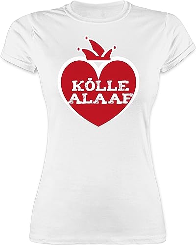 Shirt Damen - & Fasching - Kölle Alaaf Rot Weiß Kölner Karneval Köln rot Weiss Karneval Koeln I - XXL - Weiß - Faschings-t-Shirt Faschings Tshirt Karnevals Koln t-Shirts t-Shirt karnevalsshirts von Shirtracer