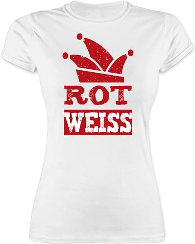 Shirt Damen - Karneval & Fasching - Rot Weiss Köln - S - Weiß - Fasching, kölner Tshirt faschingsshirt Fasching- Karneval+rot+Weiss Oberteil fastnachts-t-Shirt Carnevale t-Shirts fasnacht t-Shirt von Shirtracer