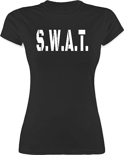 Shirt Damen - & Fasching - S.W.A.T. Karneval Kostüm - Polizei SWAT Police Spezialeinsatzkommando Polizist SEK USA - XXL - Schwarz - karnevalsshirt köstüme Special Weapon baumwollshirt von Shirtracer