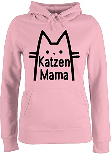 Pullover Damen Hoodie Frauen - Katzenbesitzer Geschenk Katze - Katzen Mama - L - Hellrosa - pullies katzenmotiv, polower katzenaufdruck katzenpulli mit katzenmotiv polover sprüche Hoddie Spruch von Shirtracer