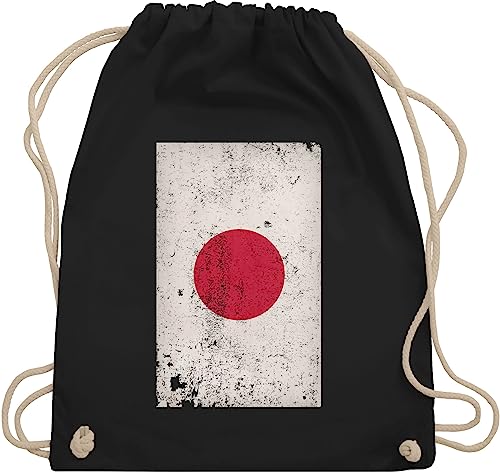 Turnbeutel Rucksack - Fußball EM WM - Taschen - Japan Flagge Vintage - Unisize - Schwarz - geschenke für fans tasche stadt stoffbeutel länder stofftasche country sporttasche von Shirtracer