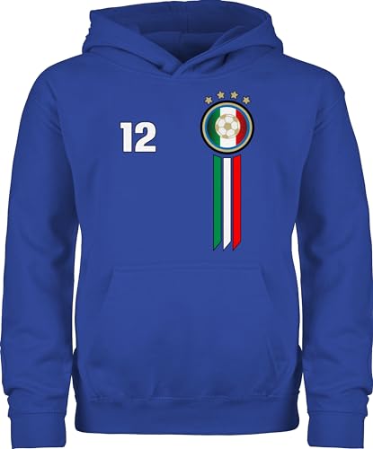 Kinder Hoodie Jungen Mädchen - 2024 Fussball EM Fanartikel - 12. Mann Italien Emblem - 116 (5/6 Jahre) - Royalblau - welt meisterschaft fußball italiener pullover junge fussball-wm fan pulli em- von Shirtracer