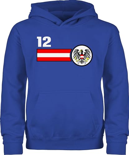 Shirtracer Kinder Hoodie Jungen Mädchen - 2024 Fussball EM Fanartikel - 12. Mann Österreich Mannschaft - 152 (12/13 Jahre) - Royalblau - Hoody fu Ball österreich Pullover em- fußball Pulli wm von Shirtracer