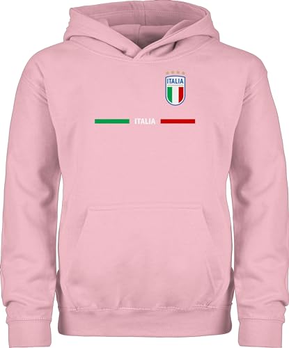 Kinder Hoodie Jungen Mädchen - Fußball EM WM - Italien Trikot Wappen | Italia mit Stolz | Italienisches Fan-Motiv - 152 (12/13 Jahre) - Hellrosa - europameisterschaft italy hoods fussball italian von Shirtracer