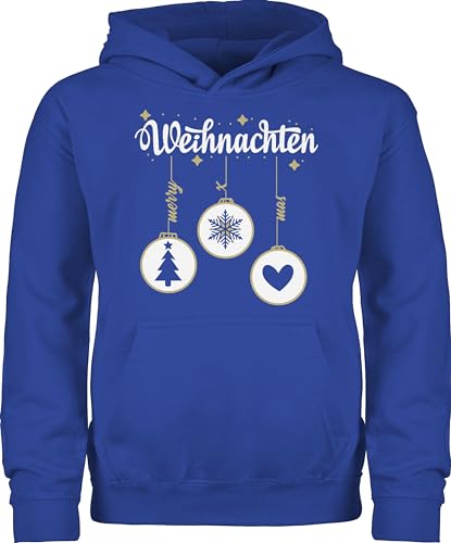 Kinder Hoodie Jungen Mädchen - Weihnachten mit Christbaumkugeln - 152 (12/13 Jahre) - Royalblau - weihnachtspulli Kind weihnachtsmotiv Weihnachtskugel pullis Weihnachtspullover Christmas Pulli von Shirtracer