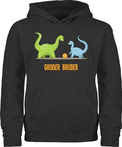 Kinder Hoodie Jungen Mädchen - Großer Bruder Dinosaurier - 116 (5/6 Jahre) - Anthrazit meliert - Pullover grosser Brother brüder reitpullover Geschenk Big bro Geschwister Kapuzenpulli Bruder von Shirtracer