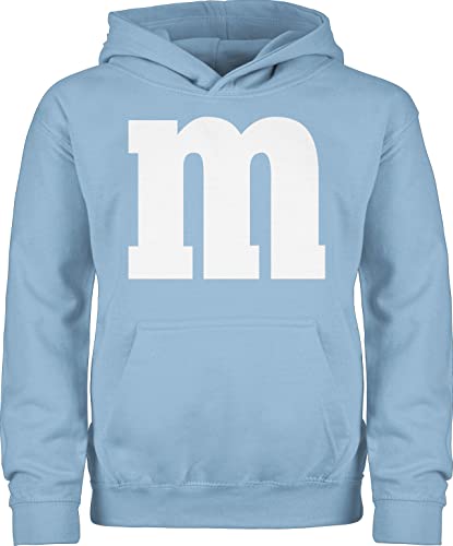 Kinder Hoodie Jungen Mädchen - Karneval Fasching - Gruppen M und M Aufdruck I M&M Kostüm Gruppe I MundM & M I MM I Fastnacht I Fasnacht I Fasnet - 116 (5/6 Jahre) - Hellblau - Faschings m& von Shirtracer