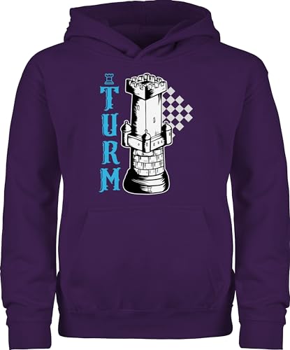 Kinder Hoodie Jungen Mädchen - Karneval & Fasching - Schach - Spielfigur - Turm - 140 (9/11 Jahre) - Lila - Faschings Pullover Jeck Hoodies Verkleidet Carnival karneva fasnets karnelval von Shirtracer