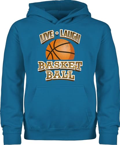 Kinder Hoodie Jungen Mädchen - Sport Kleidung - Live Laugh Basketball Vintage - 98 (1/2 Jahre) - Himmelblau - kapuzenpullover pullover für jungs kinderpullover fun-sweatshirts hoodies oodie pullis von Shirtracer