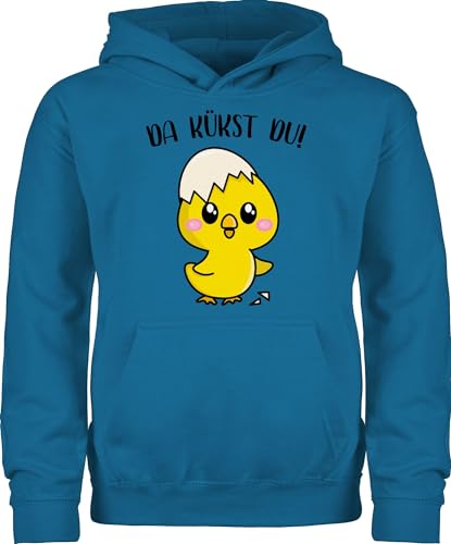 Kinder Hoodie Jungen Mädchen - Ostergeschenke Ostern - Da kükst du Küken I - 116 (5/6 Jahre) - Himmelblau - kleinigkeiten fürs osternest ostermotiv pullover osteroutfit oster junge osterfest von Shirtracer