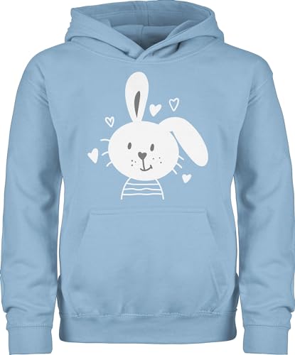 Kinder Hoodie Jungen Mädchen - Hase - Hasen I Schlappohr I Osterhase - 116 (5/6 Jahre) - Hellblau - osterhasen bunny pullover hasenmotiv oster huddis häschen ostern pulli mit scribble kind motiv von Shirtracer
