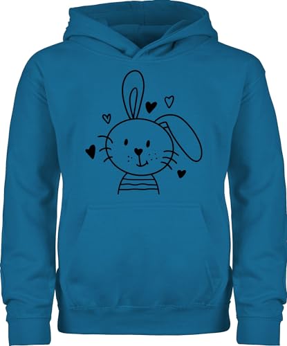 Kinder Hoodie Jungen Mädchen - Hase - Hasen Schlappohr Osterhase I - 140 (9/11 Jahre) - Himmelblau - ostern pulli osterhasen bunny reitpullover geschwister pullover hasenmotiv kaninchen hoody von Shirtracer