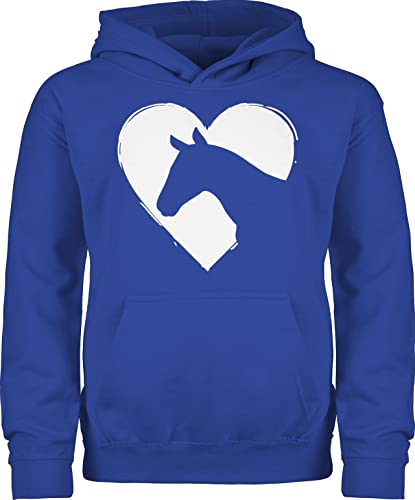 Kinder Hoodie Jungen Mädchen - Pferd Pferde - Herz mit Pferdekopf - 152 (12/13 Jahre) - Royalblau - pferdepullover reiten pferdemotiv pullover reithoodies pferdeliebhaber pulli reitpulli reiter von Shirtracer