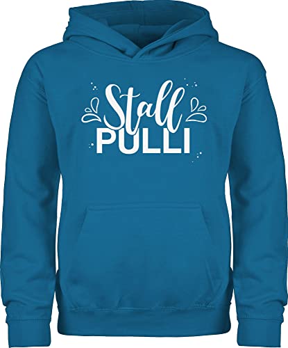 Kinder Hoodie Jungen Mädchen - Pferd Pferde - Stallpulli Lettering - 128 (7/8 Jahre) - Himmelblau - pferdepullover reiten stall pullover reithoodies pferdeliebhaber pulli reitpullover reitpulli von Shirtracer