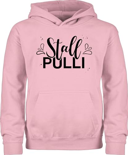 Kinder Hoodie Jungen Mädchen - Pferd Pferde - Stallpulli Lettering - 140 (9/11 Jahre) - Hellrosa - pferdepullover reiten pulli reithoodies pferdeliebhaber pullover reitpulli reiter reitpullover von Shirtracer