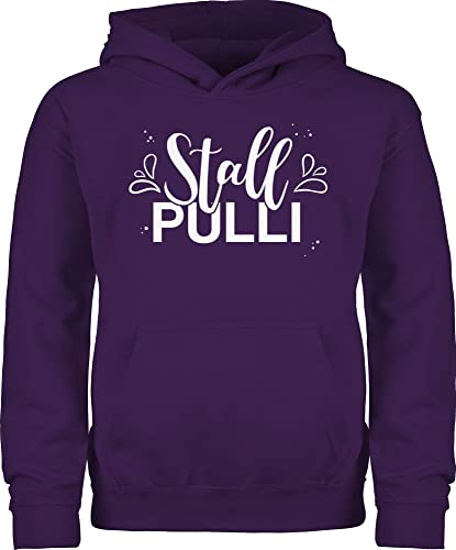 Kinder Hoodie Jungen Mädchen - Pferd Pferde - Stallpulli Lettering - 140 (9/11 Jahre) - Lila - pferdepullover reiten stall pullover reithoodies pferdeliebhaber pulli reitpullover reitpulli reiter von Shirtracer